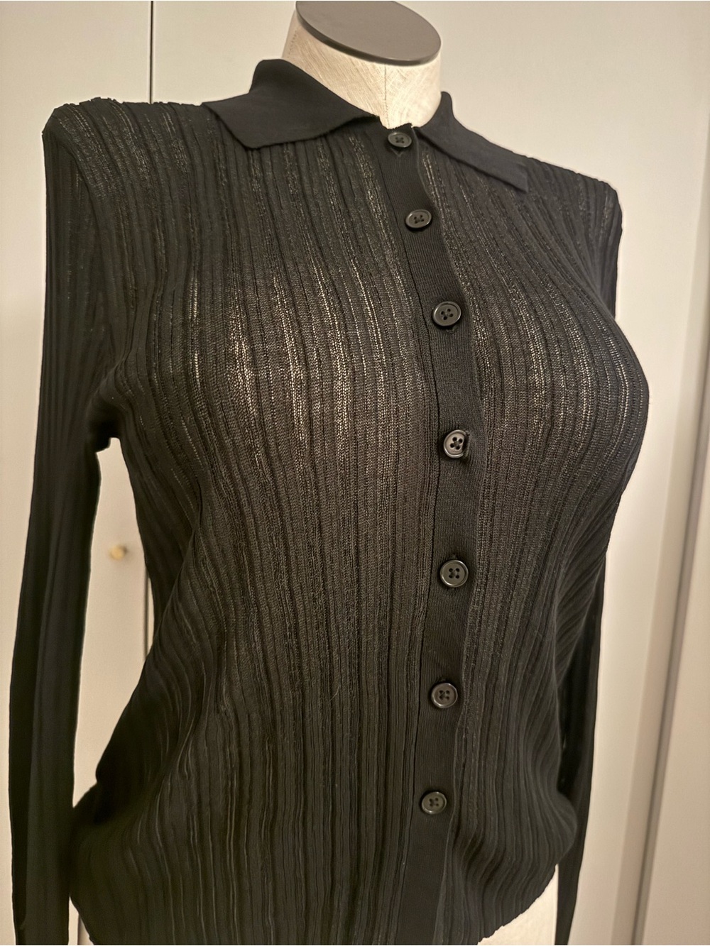 Banana Republic NWT Sheer Extra Fine Knit Collared Button Down - L
